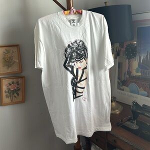 - Rare 1990 Olivia Betty Bettie Page Black hair profile T-shirt